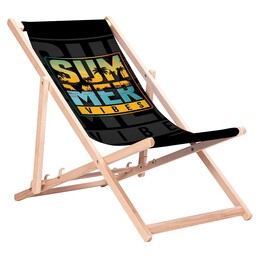 Classic GreenBlue GB183 beechwood sun lounger with "Summer Vibes" print