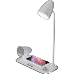Chargeur de bureau sans fil Tellur Nostalgia, enceinte Bluetooth, lampe de bureau blanche
