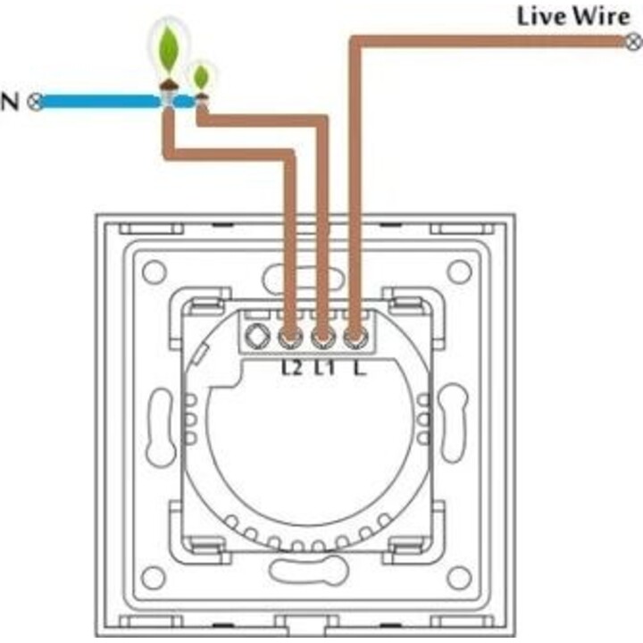 Spring WT-201 WIFI 2gang(N&L) 1000W/G interruttore touch a 2 moduli, vetro bianco