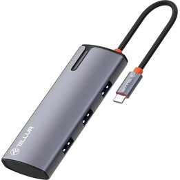 Hub USB-C Tellur, PD 3.0 100 W, HDMI, 3 ports USB 3.0 gris
