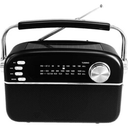 Manta RDI918B radio portátil FM/AW/SW con panel solar negro