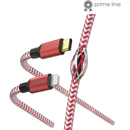 Hama 00201562 Reflektierendes Ladekabel, USB-C – Lightning, 1,5 m, Nylon, rot