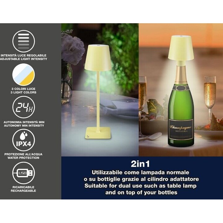 Beper P201UTP126 Wiederaufladbare 2-in-1 Tischlampe weiß