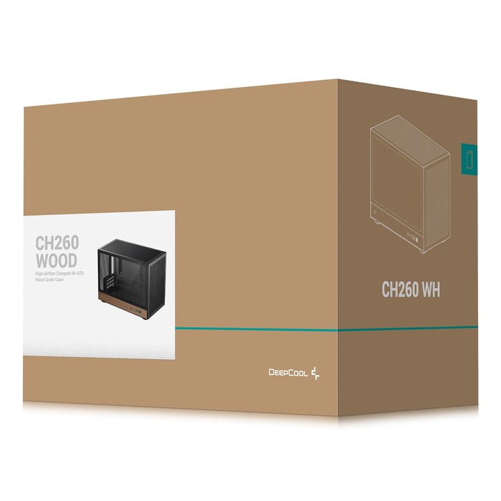 DeepCool CH260 WOOD Micro Tower Noir, Bois
