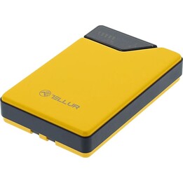 Tellur Powerbank 10000mAh, integrierte USB-C- und Lightning-Kabel, gelb