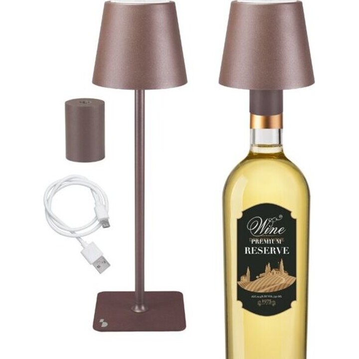 Beper P201UTP120 rechargeable 2-in-1 table lamp brown