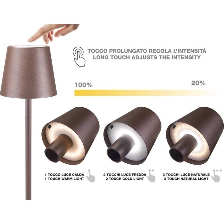 Beper P201UTP120 rechargeable 2-in-1 table lamp brown