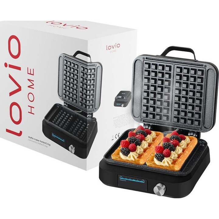 Gofrera Lovio LVWF002BK de 1500 W, color negro.