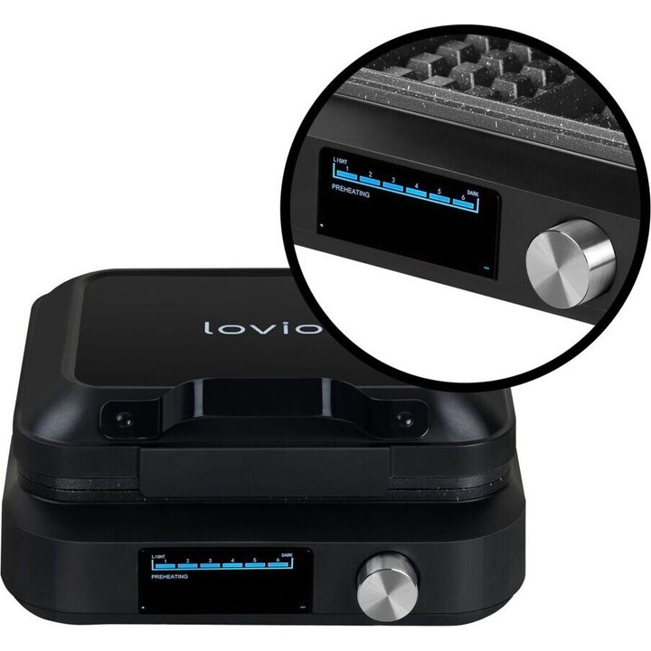Gofrera Lovio LVWF002BK de 1500 W, color negro.