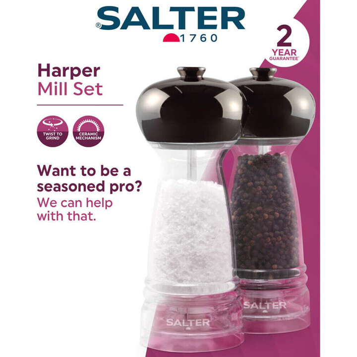 Salter BW12949GEU7 Harper Mühlensatz Klar/Grau
