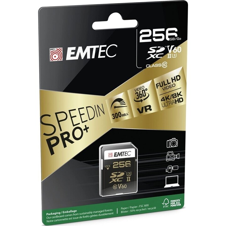 Emtec SDXC 256GB UHS-II V60 SpeedIN Pro+