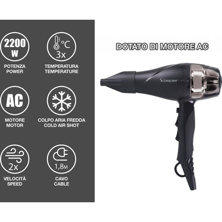 Beper P301ASC002 professioneller Haartrockner schwarz
