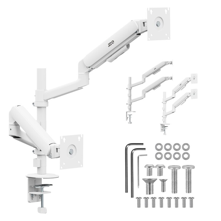 Ergo Office ER-692 W support pour 2 écrans à vérin à gaz 17"-32" blanc