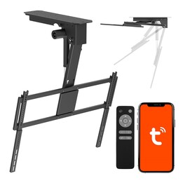 Suporte de teto elétrico Maclean para TVs, compatível com Tuya, VESA máx. 800x400, para um par de TVs de 43 a 86 polegadas.