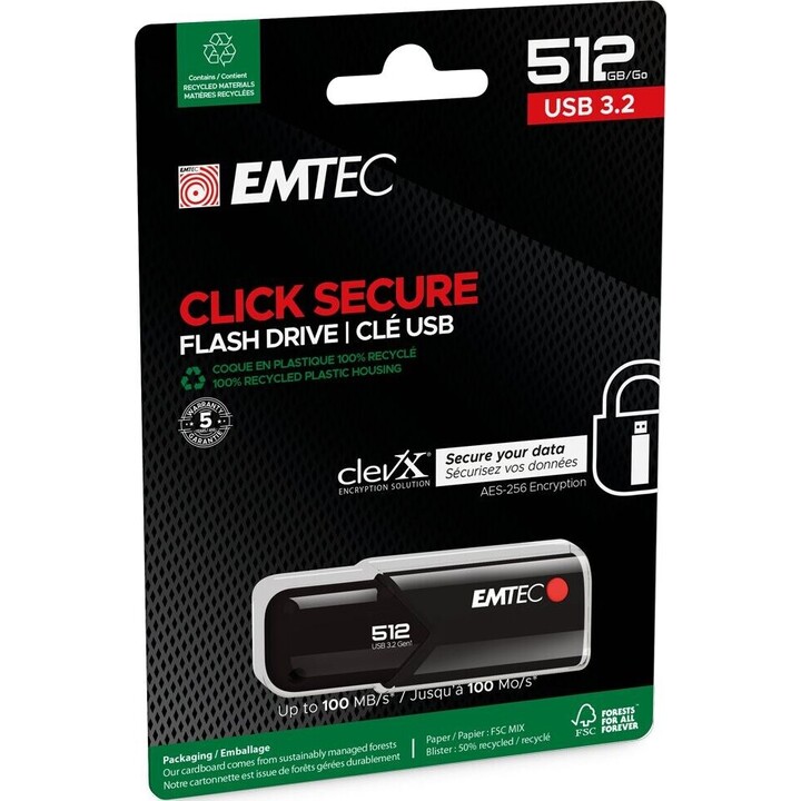 Emtec USB 3.2 Click Secure B120 512GB