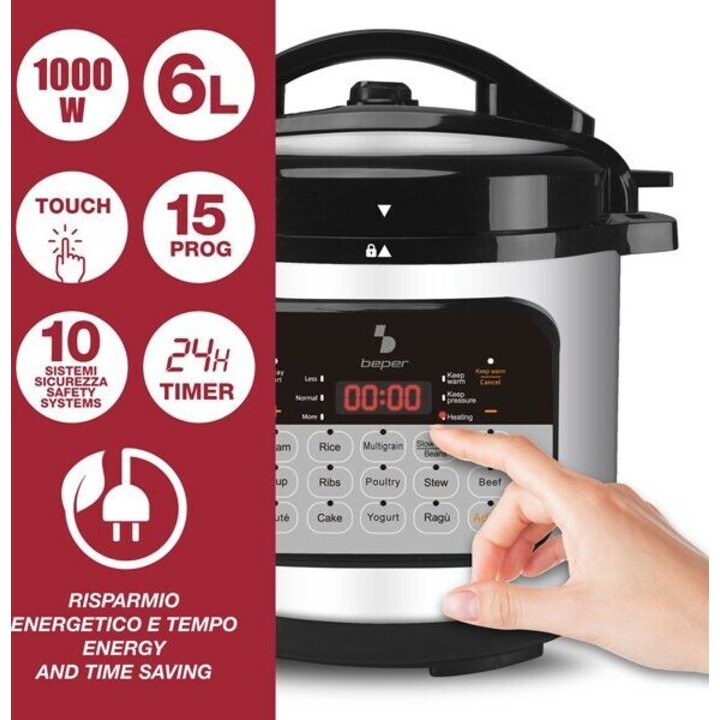 Beper Delizia P101COS002 Multifunktionskochtopf 6 L 1000 W Schwarz