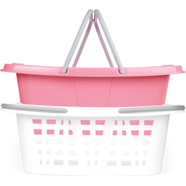 Beldray LA030450PNKFPEU7 Set di due cesti portabiancheria, 2 x 26 litri, bianco/rosa