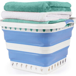 Cesto de ropa plegable Beldray LA00000152EU7 de 40 litros, blanco/azul