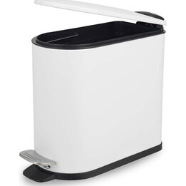 Papelera con pedal Beldray LA036690WHTPEU7 Slimline con forma de D, 5 litros, blanca
