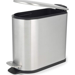 Beldray LA036683SSPEU7 Cestino a pedale slimline a forma di D, 5 litri, argento