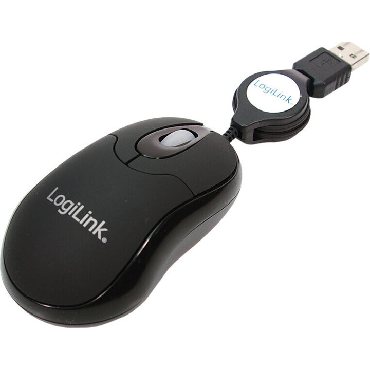 Mini USB Optical Mouse with Retractable Cable