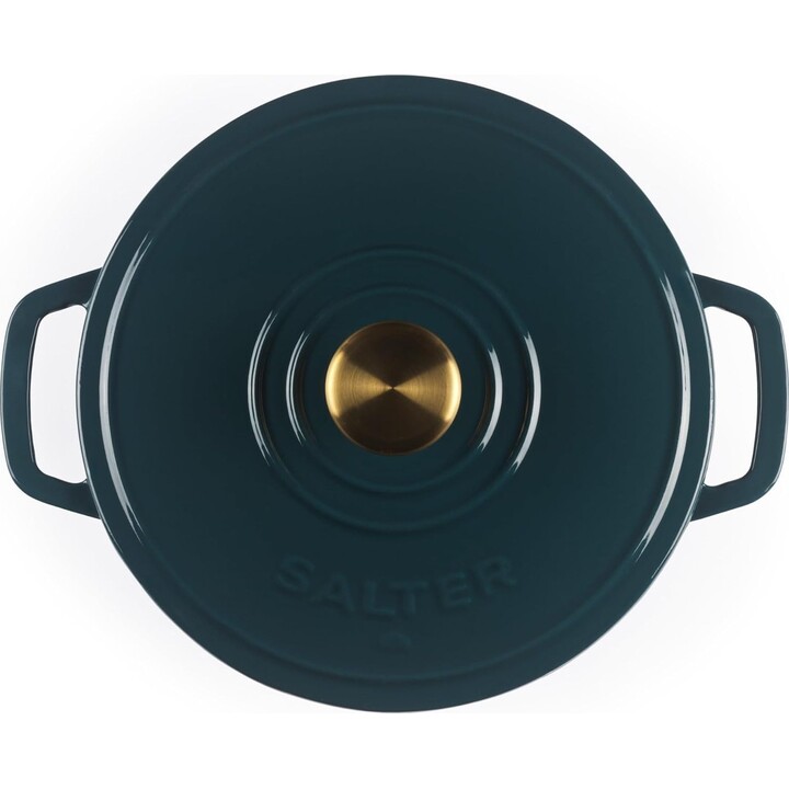 Caçarola de ferro fundido Salter BW13771GR Chester de 3,4 litros e 24 cm, verde.