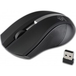 Mouse ottico wireless, GALAXY nero/argento, superficie in gomma