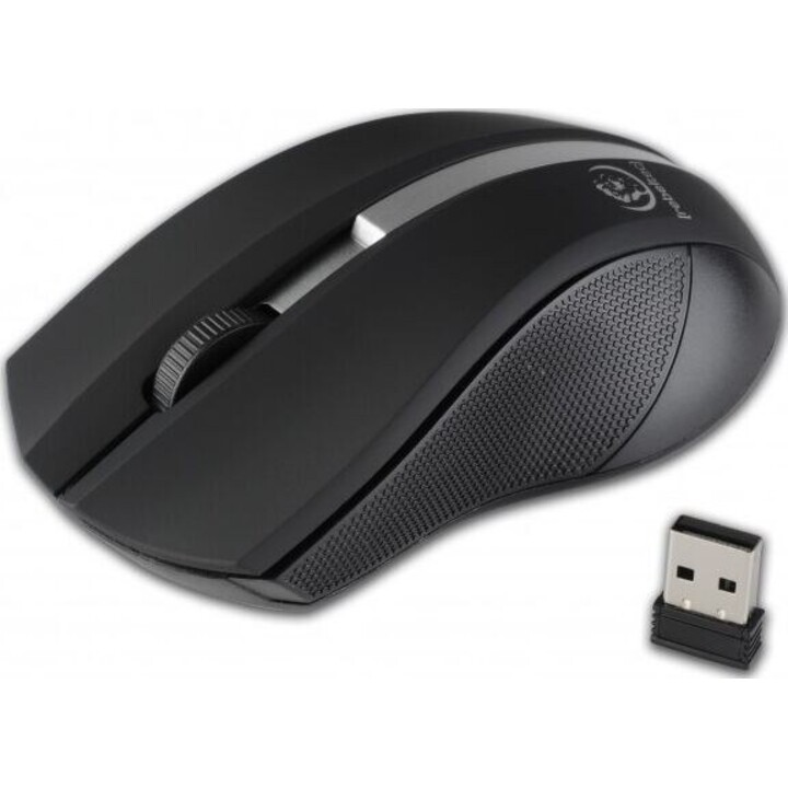 Wireless optical mouse, GALAXY black/silver, rubber surface