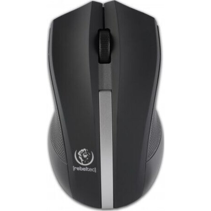 Wireless optical mouse, GALAXY black/silver, rubber surface