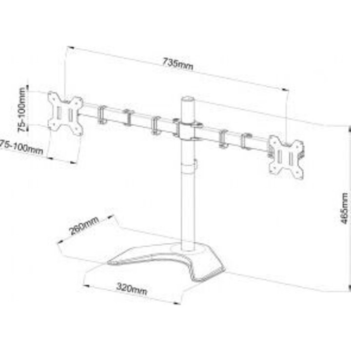 Soporte L-21N para 2 monitores LED/LCD de 13 a 27 pulgadas.