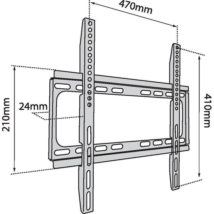 Suporte de parede para TV TB-450 para TVs de até 65 polegadas, com capacidade máxima de 40 kg e padrão VESA 400x400.