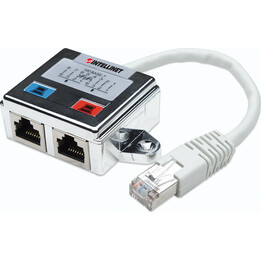 Intellinet 2-Port Modular Distributor, Cat5e, FTP, allows two RJ45 ports to share one Cat5e network cable