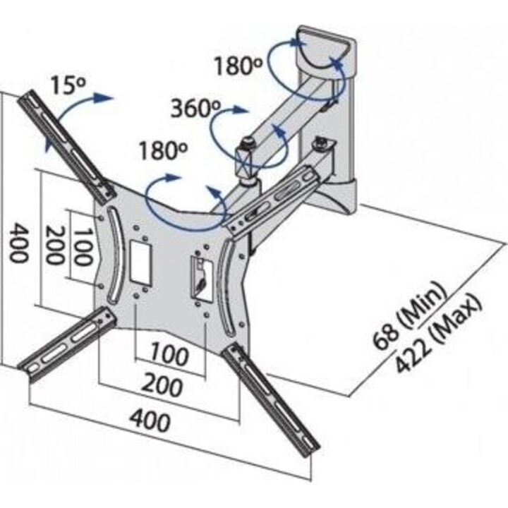 Suporte de parede para TV TB-254E para TVs de até 60 polegadas e 30 kg.