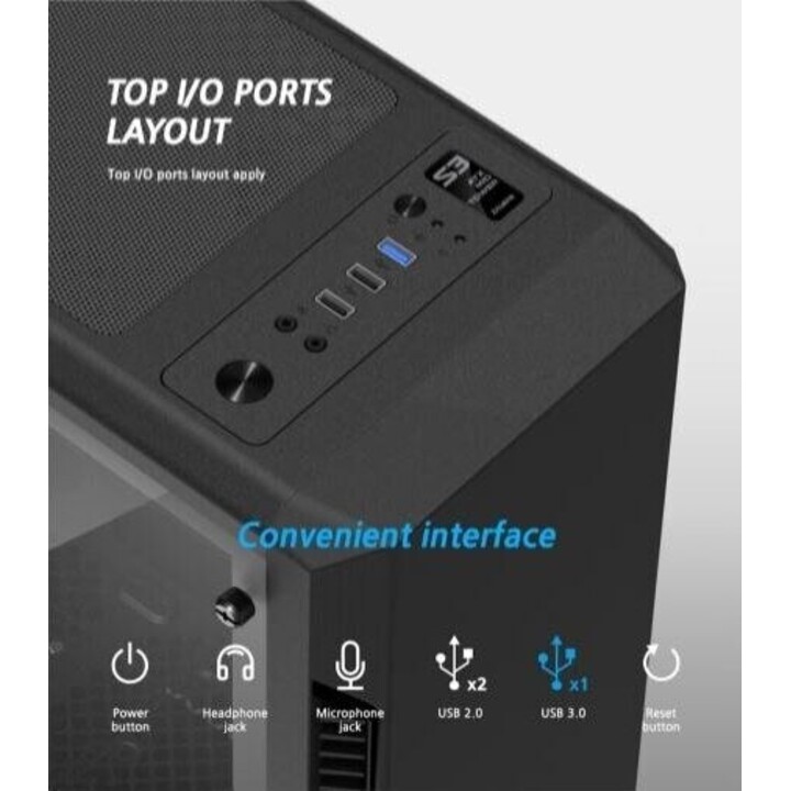 Case per PC S3 TG ATX Mid Tower, 3 ventole TG