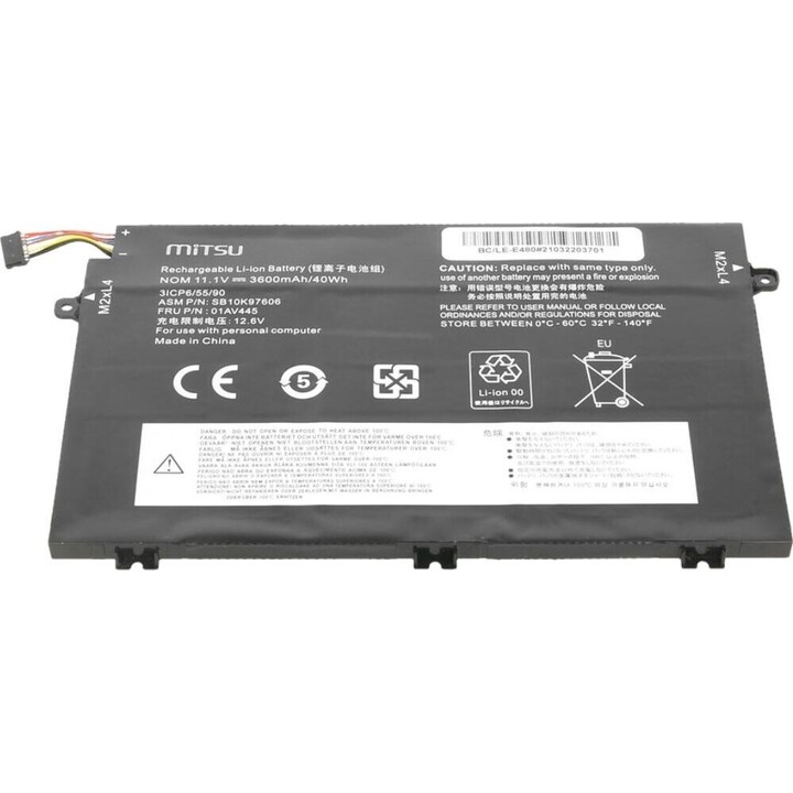 Battery for Lenovo ThinkPad E480, E580 3600 mAh (40 Wh) 11.1 Volt