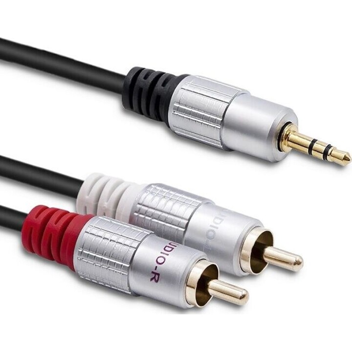 Qoltec 2xRCA / Mini-Klinke 3,5 mm Stecker 2 m Schwarz