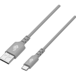 Cable USB-USB C de 2 m, silicona gris, carga rápida.