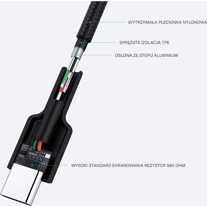 CB-CA2 OEM nylon Carga rápida USB C-USB