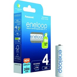 Pilha Eneloop AA 2000 mAh, pacote com 4 unidades. BK-3MCDE/4BE