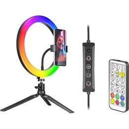 Tracer TRAOSW46807 RGB ring light 26 cm with tripod, black