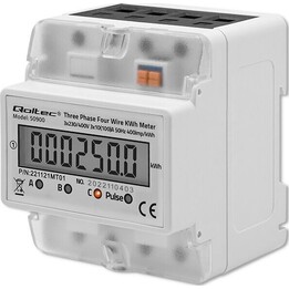 Medidor electrónico trifásico | Medidor de consumo de energía para carril DIN | 400 V | LCD | 4P