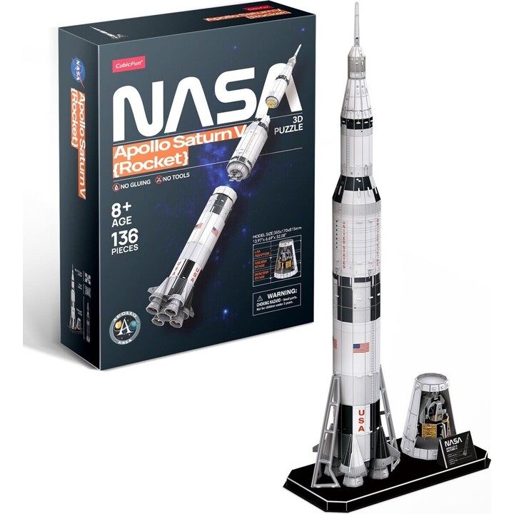 Cubic Fun DS1059H Rompecabezas 3D cohete NASA Apollo Saturn V blanco