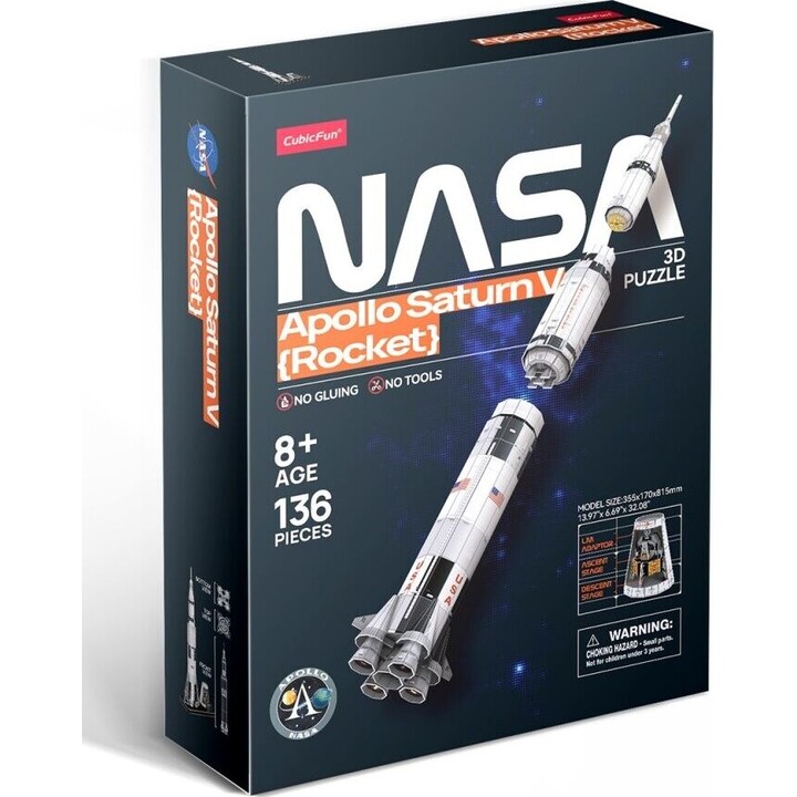 Cubic Fun DS1059H puzzle 3D fusée NASA Apollo Saturn V blanc