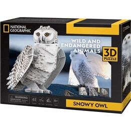 National Geographic DS1079H puzzle 3D hibou des neiges 62 pièces blanc