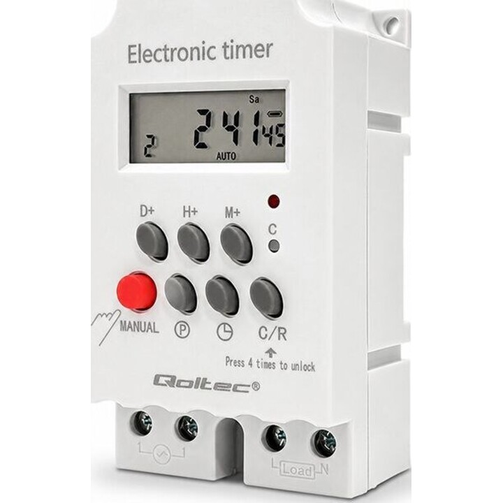 Qoltec Electronic timer PC0629, DIN rail 50629