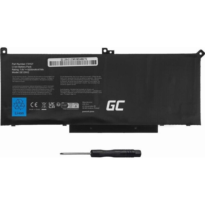 Bateria para notebook F3YGT 7.6V 6200mAh para Dell Latitude 7280 7290 7380 7490