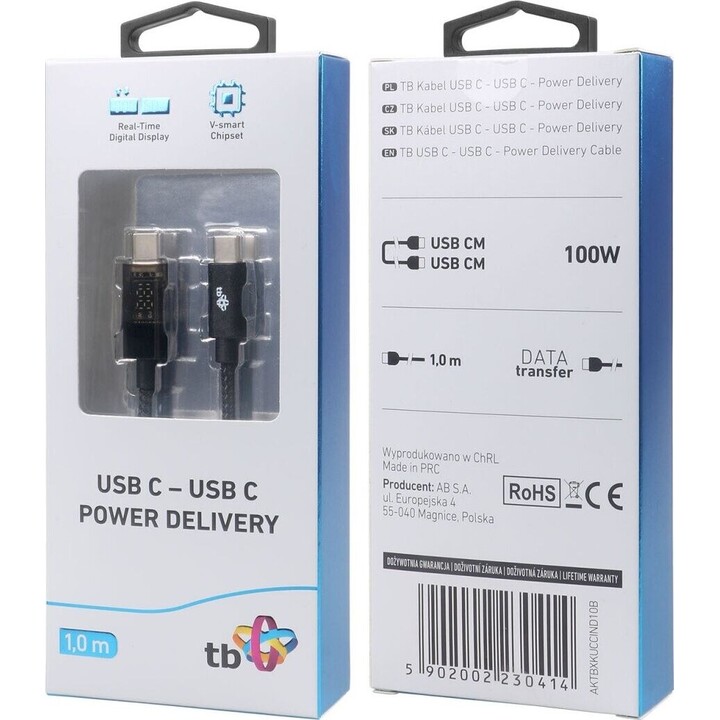 USB C Cable 1m with charging indicator LED 100W