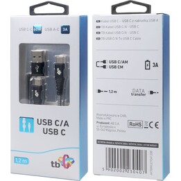 TB Câble USB A/C - USB C 1,2 m noir AKTBXKUCTOA120B