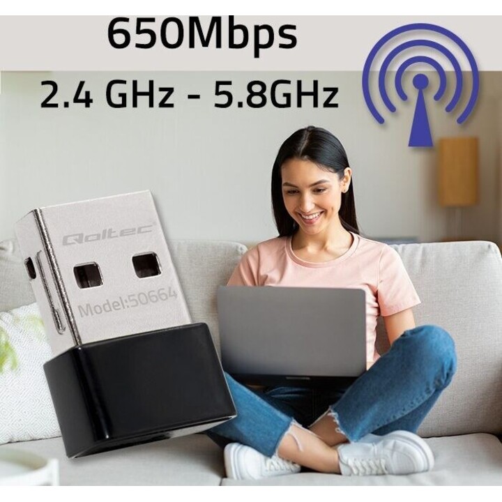 Mini wireless USB Wi Fi adapter, 650Mbps