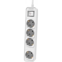 Prolunga da 1,5 m con 4 prese CA, colore bianco.